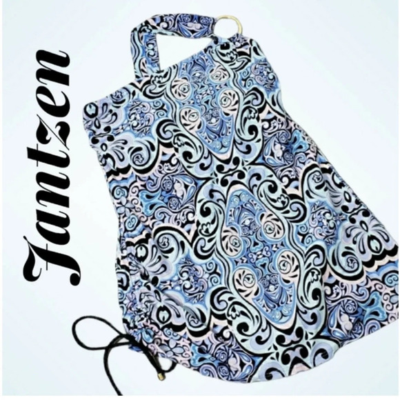 Jantzen size 12 bathing suit Swimsuit One-piece Periwinkle/Pink Graphic - Picture 1 of 9